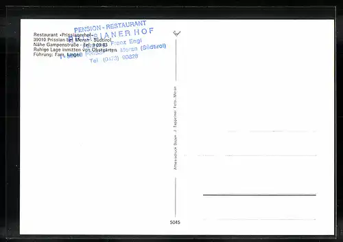 AK Prissian bei Meran, Restaurant Prissianerhof