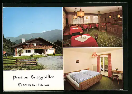 AK Tisens bei Meran, Pension Burggräfler, Innenansichten