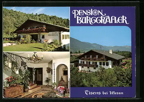 AK Tisens bei meran, Pension Burggräfler, Innenansicht, Rückansicht