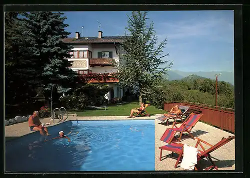 AK Tisens /Meran, Pension Garni Haus Tribus mit Schwimmbecken