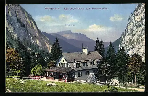 AK Ramsau, Kgl Jagdschloss mit Gasthaus im Wimbachtal