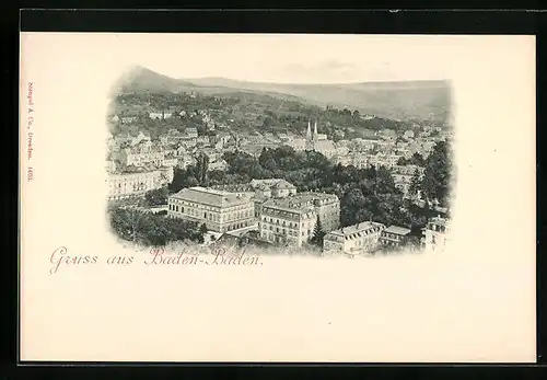 AK Baden-Baden, Gesamtansicht aus der Vogelschau