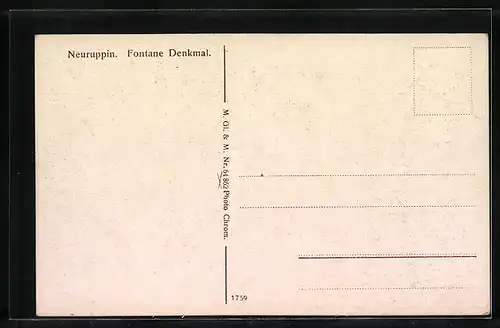 AK Neuruppin, Fontane-Denkmal