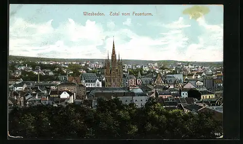 AK Wiesbaden, Totale vom Feuerturm aus gesehen