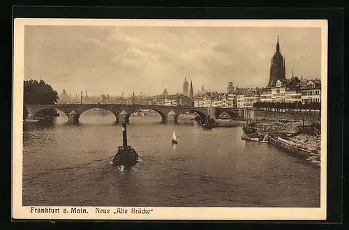 AK Frankfurt / Main, Blick aif die Neue Alte Brücke