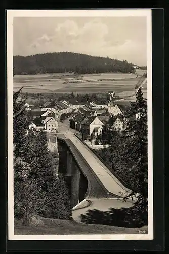 AK Saalburg / Saale, Gesamtansicht mit Brücke