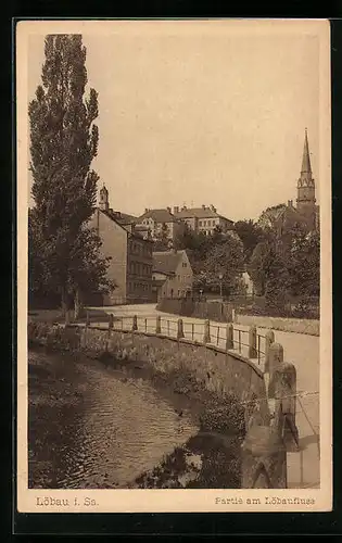 AK Löbau i. Sa., Partie am Löbaufluss
