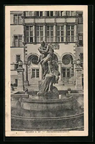 AK Minden i. W., am Monumentalbrunnen