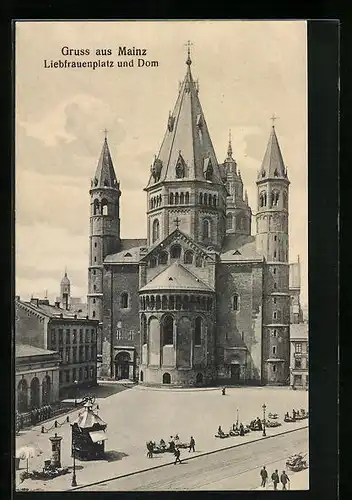 AK Mainz, Liebfrauenplatz und Dom