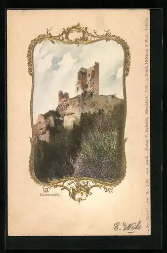 Präge-AK Königswinter, Burgruine Drachenfels