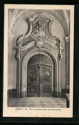 AK Büren i. W., Tür im Innern der Seminarkirche