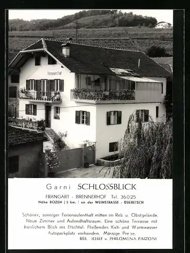 AK Frangart, Hotel Garni Schlossblick Brenner Hof, an der Weinstrasse
