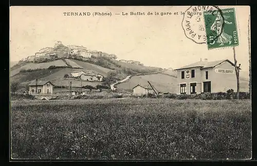 AK Ternand, Le Buffet de la gare et le Bourg