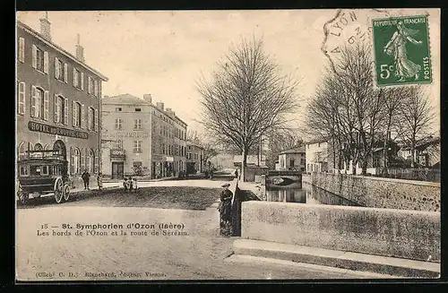 AK Saint-Symphorien-d`Ozon, Les bords de l`Ozon et la route de Sérézin