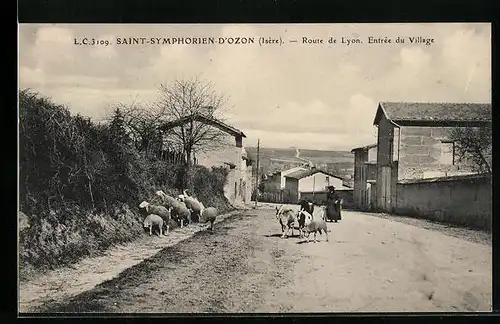 AK Saint-Symphorien-d`Ozon, Route de Lyon, Entrée du Village