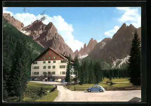 AK Sexten, Hotel Dolomitenhof im Fischleintal