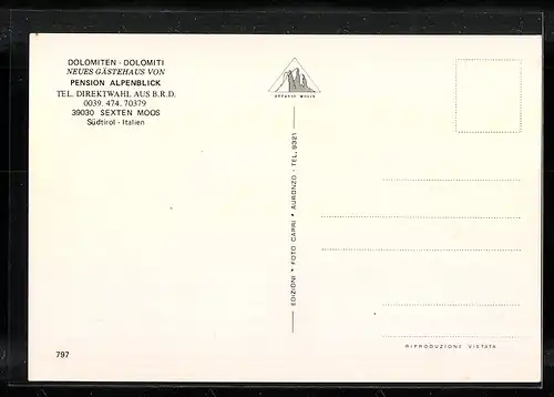 AK Moos in Sexten, Pension Alpenblick - Neues Gästehaus