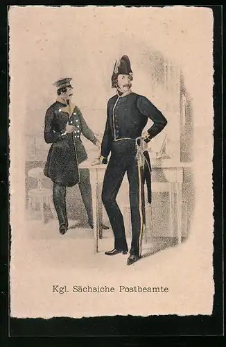 Künstler-AK Kgl. Sächsiche Postbeamte