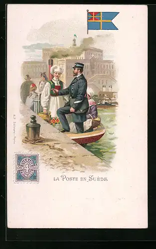Lithographie La Poste en Suède