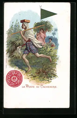 Lithographie La Poste en Cachemire