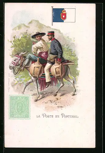 Lithographie La Poste en Portugal, Esel
