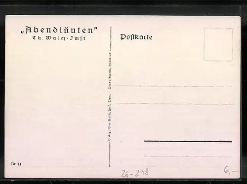 Künstler-AK Thomas Walch: Zwei Arbeiter pausieren auf Steinen in der Abenddämmerung