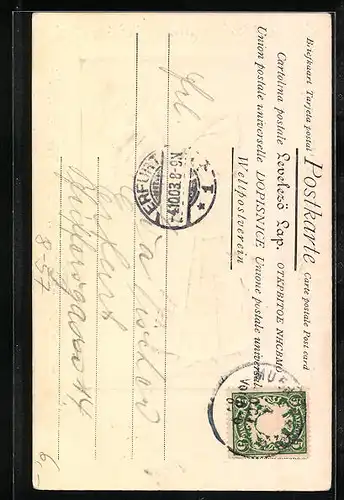 Präge-Lithographie München, Münchner Kindl mit Bierkrug und Rettich