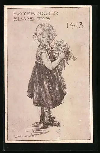 AK Mädchen mit Blumen, Bayerischer Blumentag 1913