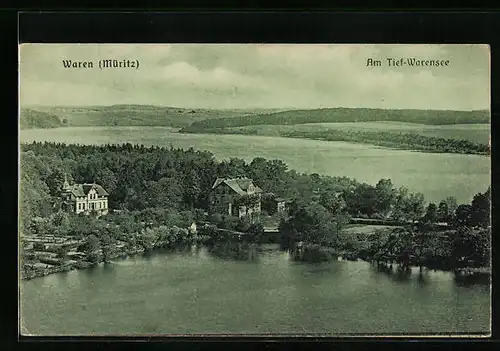 AK Waren i. M., Häuser am Tief-Warensee