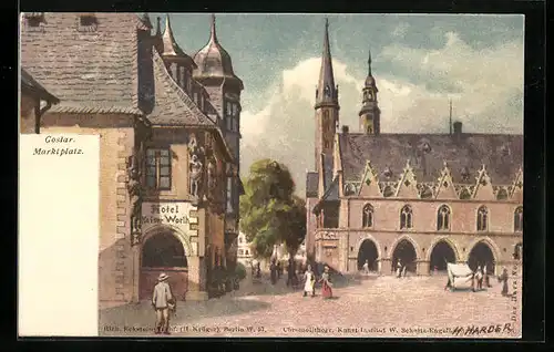 AK Goslar, Hotel Kaiser Worth am Marktplatz