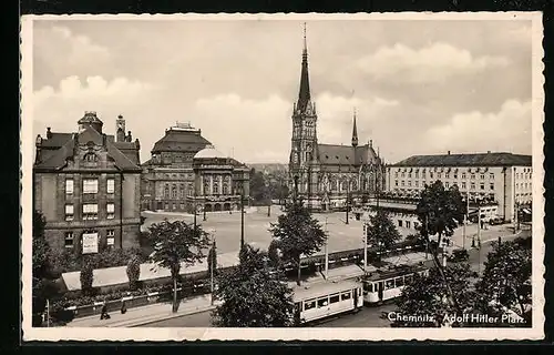 AK Chemnitz, Strassenbahn am  Platz