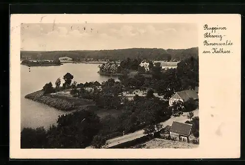 AK Binenwalde, Panorama der Ortschaft mit Kalksee