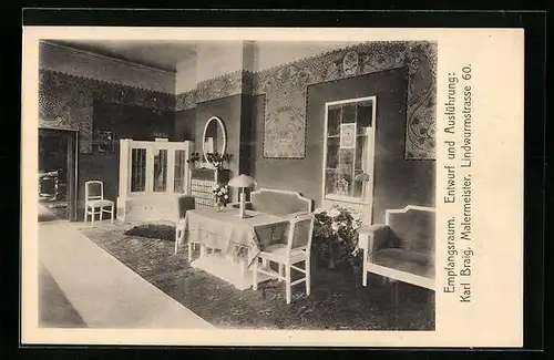 AK München, Ausstellung bemalter Wohnräume 1910 - Empfangsraum