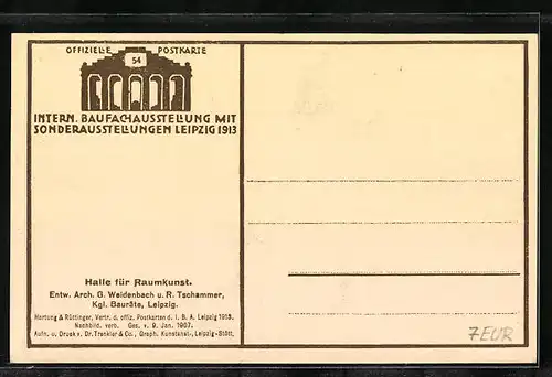 AK Leipzig, Internationale Bauchfachausstellung 1913 - Halle für Raumkunst