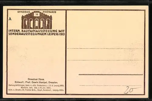 AK Leipzig, Internationale Bauchfachausstellung 1913 - Dresdner Haus