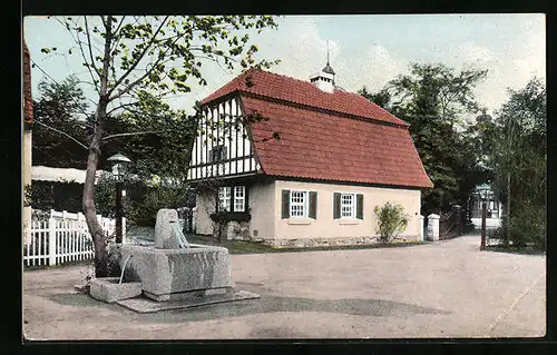 AK Dresden, 3. Deutsche Kunstgewerbe-Ausstellung 1906 - Einfamilienhaus