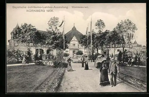 AK Nürnberg, Bayerische Jubiläums-Landes-Ausstellung 1906 - Weinrestaurant