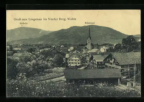AK Lingenau, Ortsansicht mit Bödele und Röstezer