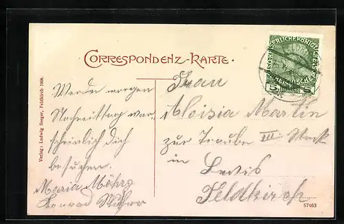 AK Feldkirch, Neustadt mit Brunnen