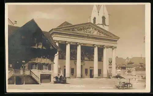 AK Dornbirn, Ortsansicht mit Weinstube und Kirche