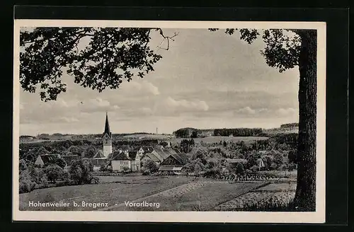 AK Hohenweiler b. Bregenz, Ortsansicht mit Kirche