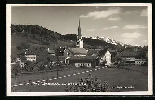 AK Lingenau im Breg. Wald, Ortspartie mit Kirche