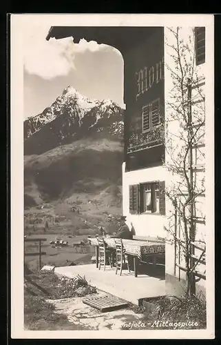 AK Schruns, Blick vom Gasthaus Montjola zur Mittagspitze