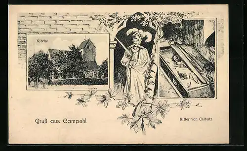 AK Campehl, Ritter von Calbutz mit Kirche