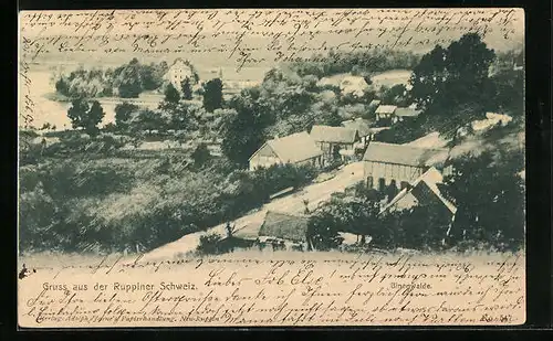 AK Binenwalde i. d. Ruppiner Schweiz, Ortsansicht aus der Vogelschau