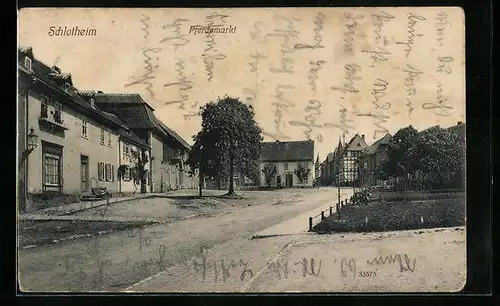 AK Schlotheim, Pferdemarkt mit Gasthaus Weintraube