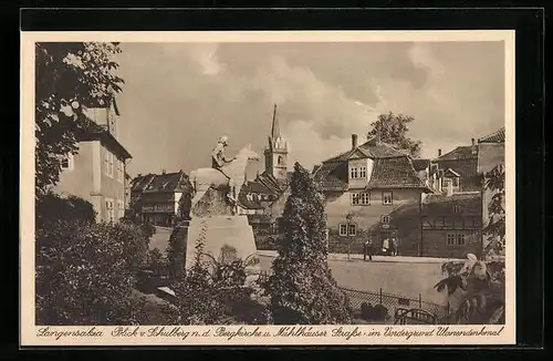AK Langensalza, Blick v. Schulberg n. d. Bergkirche und Mühlhauser Strasse