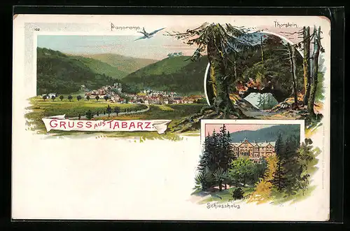 Lithographie Tabarz, Panorama mit Thorstein