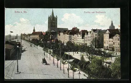 Relief-AK Köln a. Rh., Partie am Bollwerk
