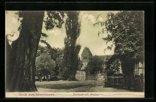 AK Blankensee, Dorfaue mit Kirche